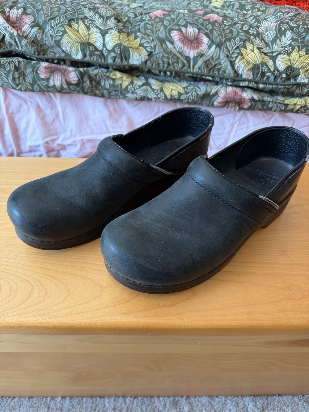 Dansko Black Leather Clog with Padded Footbed